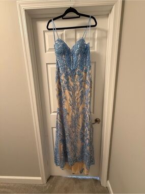 SHEIN Light Blue Embroidered Maxi Dress